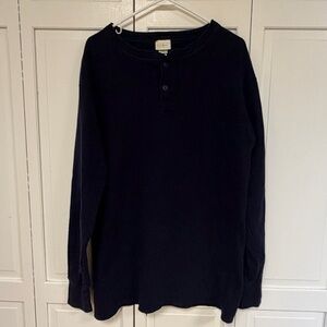 LL Bean River Driver’s Shirt Henley Navy Large Tall USA Made